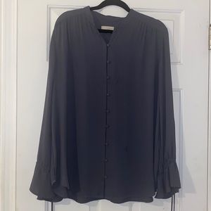 Loft Flowy Button down blouse with bell sleeves